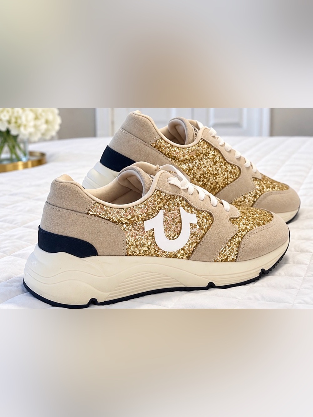 True Religion Gold Glitter & Gray Women's Sneakers